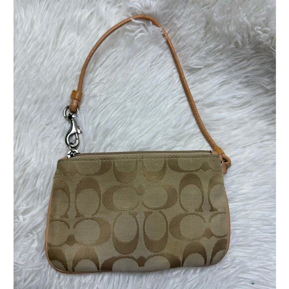 COACH Tan Signature Canvas Wristlet - Picture 2 of 7